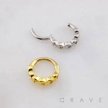 LOVELY OPEN LINE HEARTS 316L SURGICAL STEEL SEPTUM HINGED SEGMENT RING